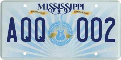 MS license plate AQQ002