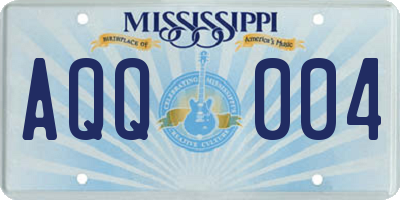 MS license plate AQQ004