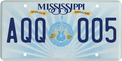 MS license plate AQQ005
