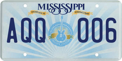 MS license plate AQQ006