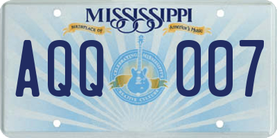 MS license plate AQQ007