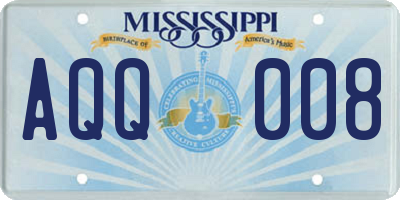 MS license plate AQQ008