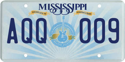 MS license plate AQQ009