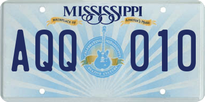 MS license plate AQQ010