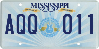 MS license plate AQQ011