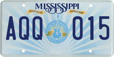 MS license plate AQQ015