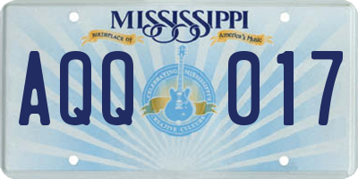 MS license plate AQQ017