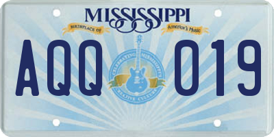 MS license plate AQQ019