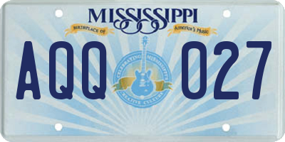MS license plate AQQ027