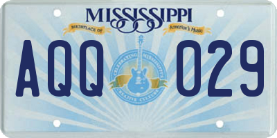 MS license plate AQQ029