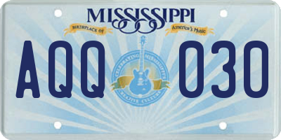MS license plate AQQ030