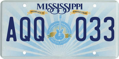 MS license plate AQQ033