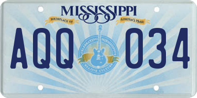 MS license plate AQQ034