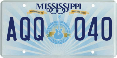 MS license plate AQQ040