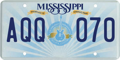 MS license plate AQQ070