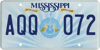 MS license plate AQQ072