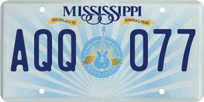MS license plate AQQ077