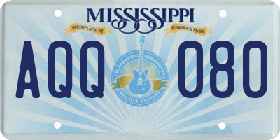 MS license plate AQQ080