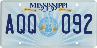 MS license plate AQQ092