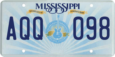 MS license plate AQQ098