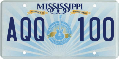 MS license plate AQQ100