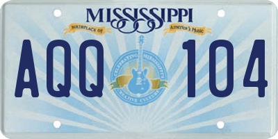 MS license plate AQQ104