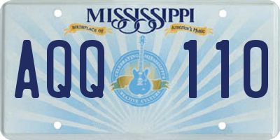 MS license plate AQQ110