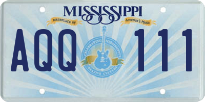MS license plate AQQ111