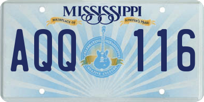 MS license plate AQQ116