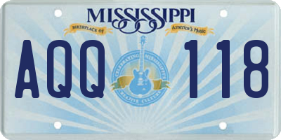 MS license plate AQQ118