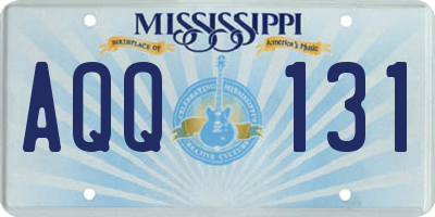 MS license plate AQQ131