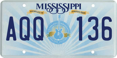 MS license plate AQQ136