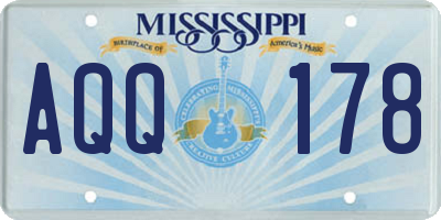 MS license plate AQQ178