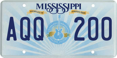 MS license plate AQQ200