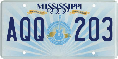 MS license plate AQQ203