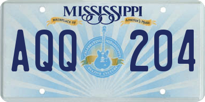 MS license plate AQQ204