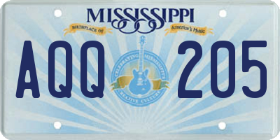 MS license plate AQQ205