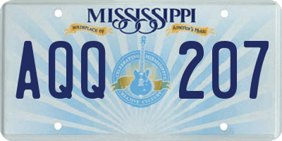 MS license plate AQQ207