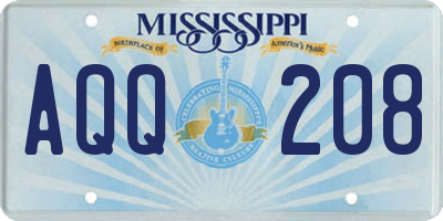 MS license plate AQQ208