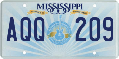 MS license plate AQQ209