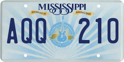 MS license plate AQQ210