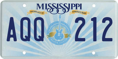MS license plate AQQ212