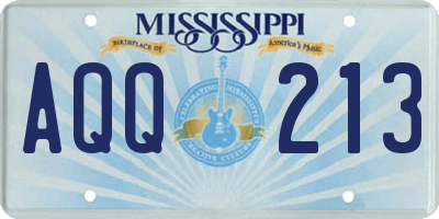 MS license plate AQQ213