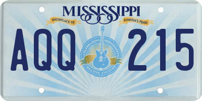 MS license plate AQQ215