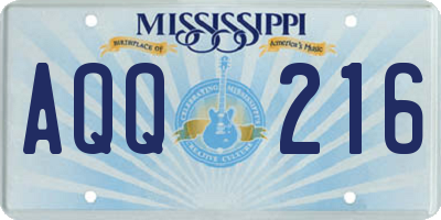MS license plate AQQ216