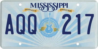 MS license plate AQQ217