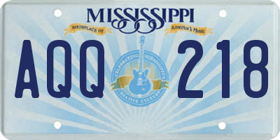 MS license plate AQQ218