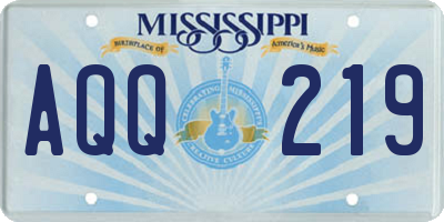 MS license plate AQQ219