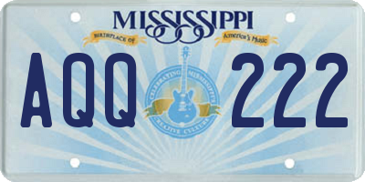 MS license plate AQQ222