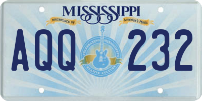 MS license plate AQQ232